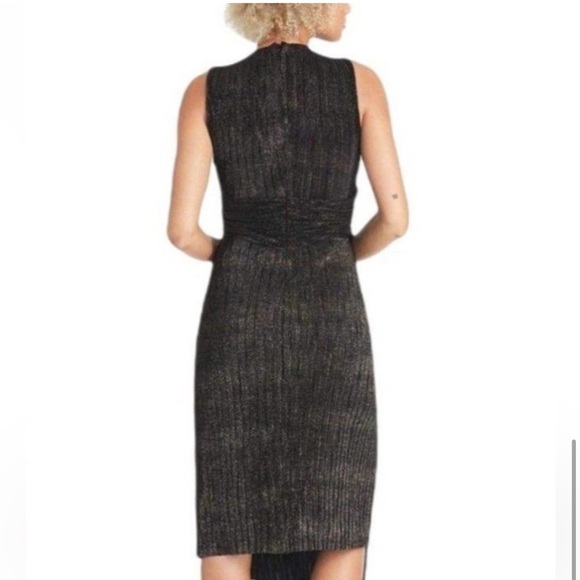 RACHEL Rachel Roy Tie Waist Asymmetrical Sheath Cocktail Dress, Black/Gold, XL - Picture 3 of 8